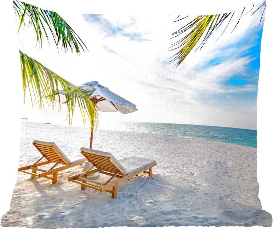 PillowMonkey Sierkussens Kussentjes Woonkamer 50x50 cm Strandstoel Parasol Zonsondergang