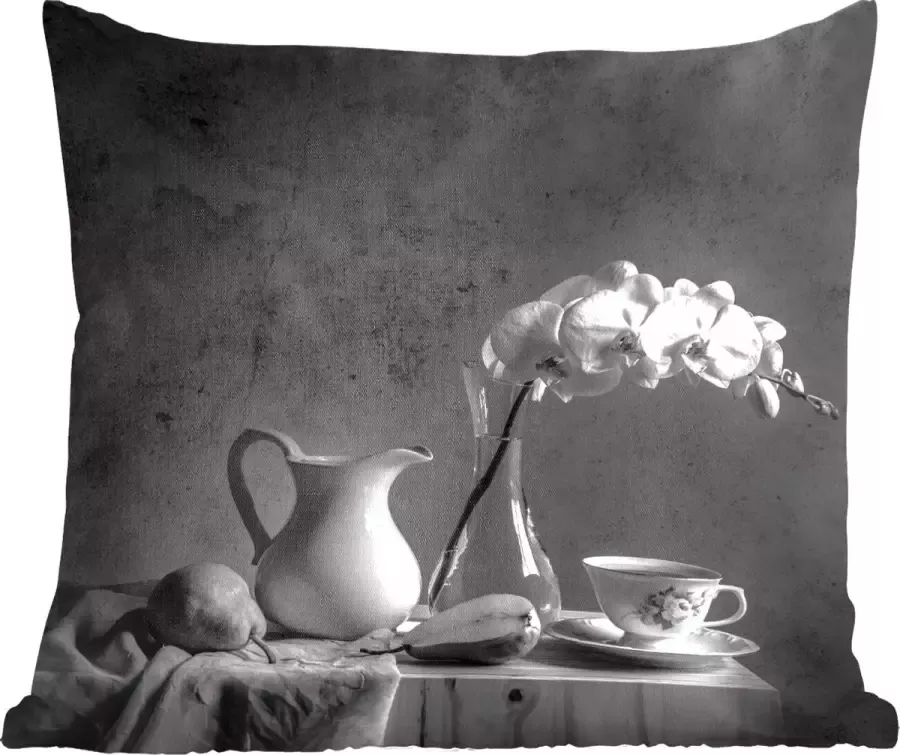 PillowMonkey Sierkussens Kussentjes Woonkamer 50x50 cm Tafel Stilleven Zwart Wit