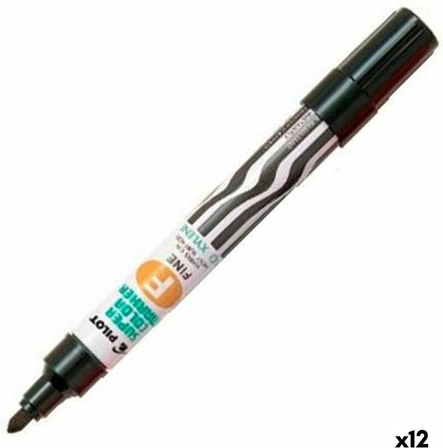 Pilot Permanente markeerstift SCA-F Herlaadbaar Zwart 1 mm (12 Stuks)