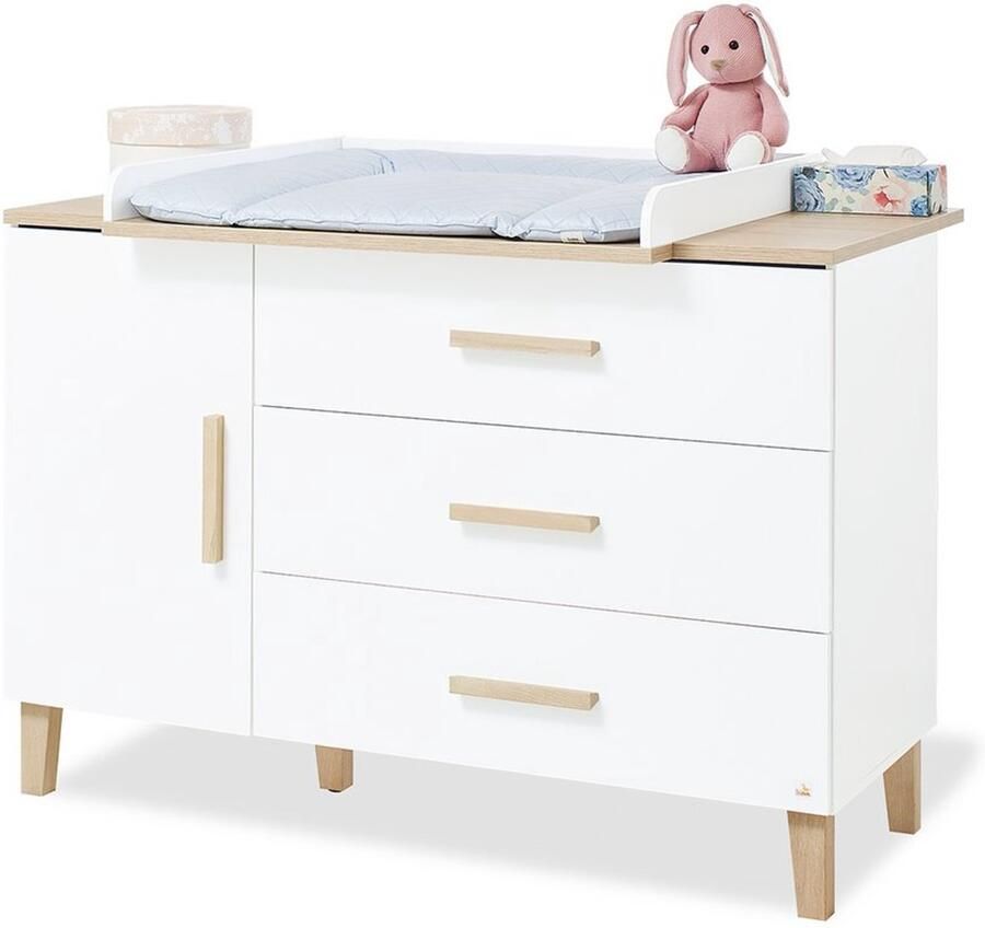 Pinolino Kinderträume PINOLINO LUMI XL commode met afneembare barrier aankleed opzetstuk Mat wit 136x56xh93cm