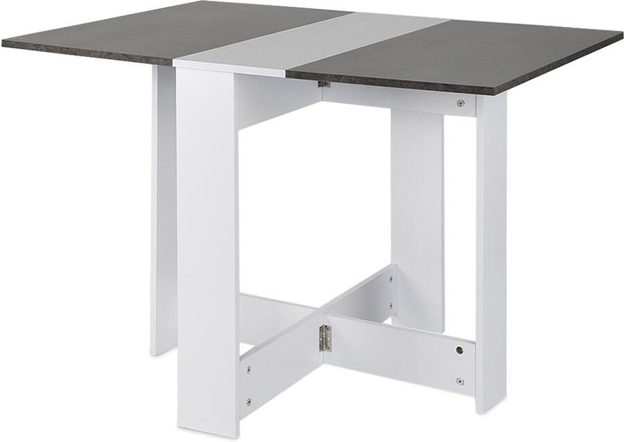 PIPIPOXER -Inklapbare Tafel| Eettafel Uitschuifbaar| Opvouwbaar| 102.5*76*73cm-Wit + Beton
