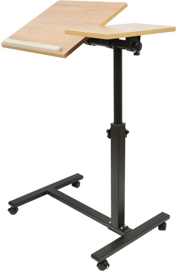 PIPIPOXER Laptoptafel en Bijzettafel op wielen – bedtafel – laptoptandaard – In hoogte verstelbaar-Naturel
