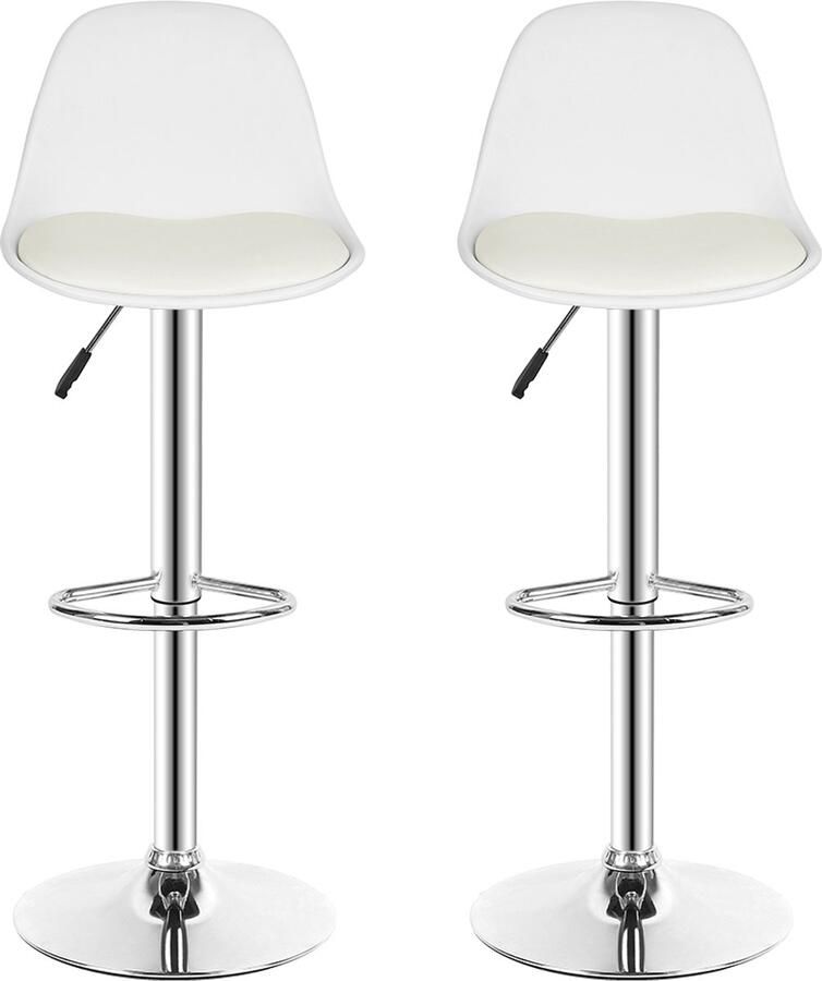 PIPIPOXER Set van 2 barkrukken Barstoel in hoogte verstelbaar 360° draaibaar kunstleer Wit