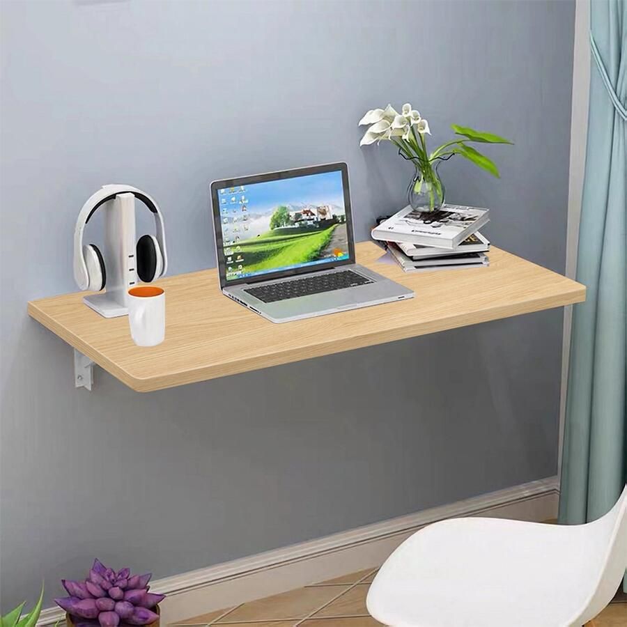 PIPIPOXER Wandtafel opklapbare tafel keukentafel bureau eettafel opvouwbaar 60x30cm Walnoot（kleur）