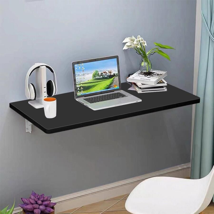 PIPIPOXER Wandtafel opklapbare tafel keukentafel bureau eettafel opvouwbaar 60x30cm zwart