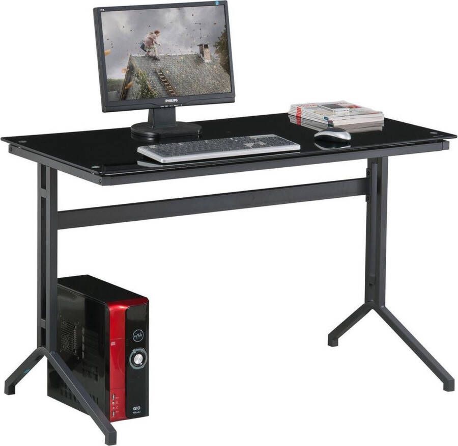 Piranha Furniture Piranha CAPELIN Bureau Computerbureau Zwart Glas Compact PC 17bg