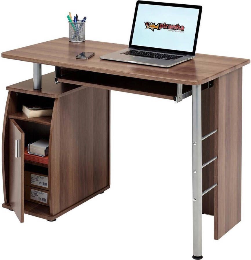 Piranha Furniture Piranha ELVER Bureau Computerbureau Donker Walnoot Opslagkast PC 1