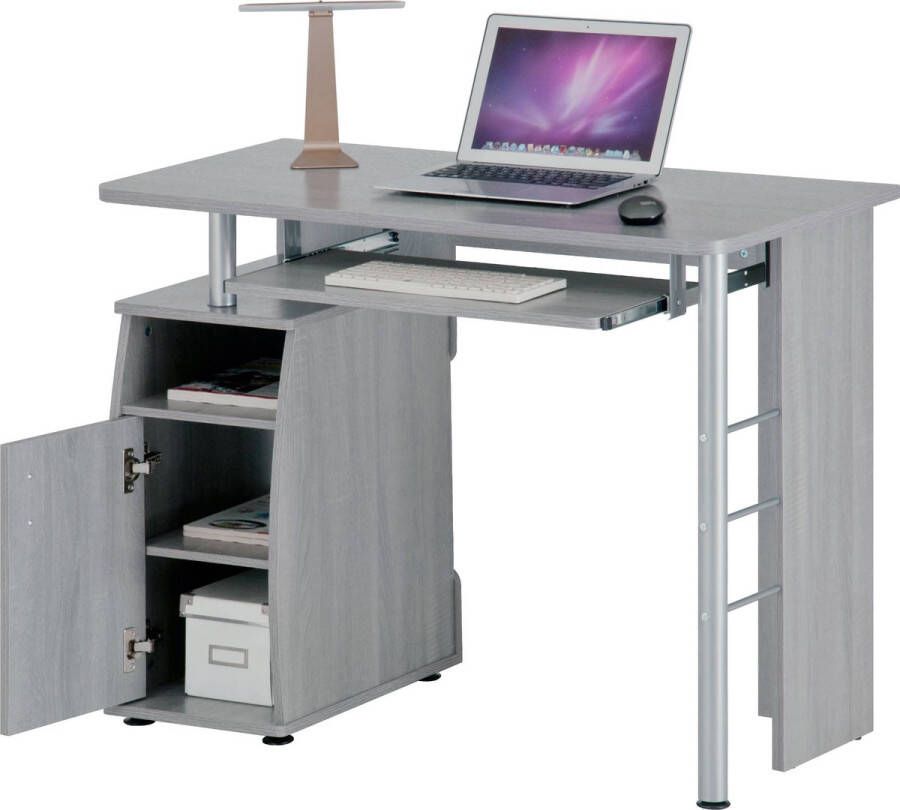 Piranha Furniture Piranha ELVER Bureau Zilver Grijs Opslagkast PC 1y