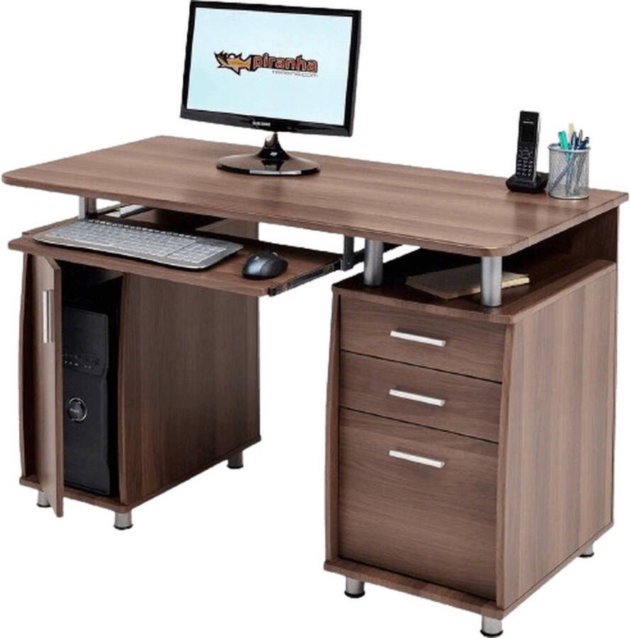 Piranha Furniture Piranha EMPEROR Bureau Computerbureau Walnoot Laden Opbergkast PC 2w