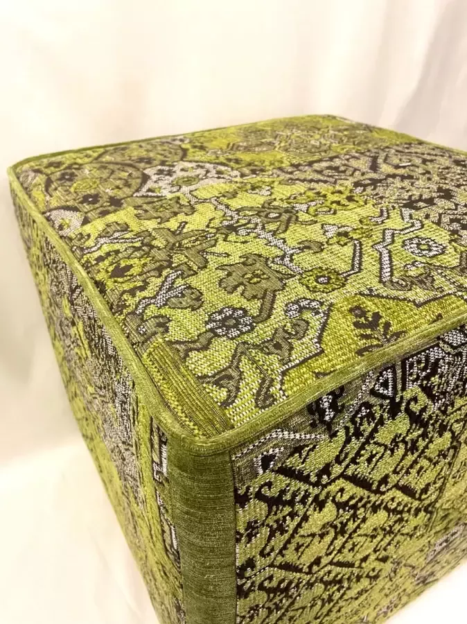 PL Poef handgemaakt van kelim stof- vierkant- groen- x 48 cm