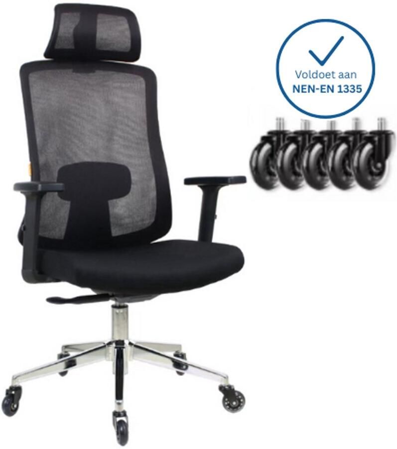 Plaine Ergonomische Bureaustoel met Hoofdsteun Bureaustoelen voor Volwassenen Office Chair Game Gaming Stoel Kantoorstoel Volledig Verstelbaar Incl. Anti kras wielen geschikt voor harde & zachte vloeren