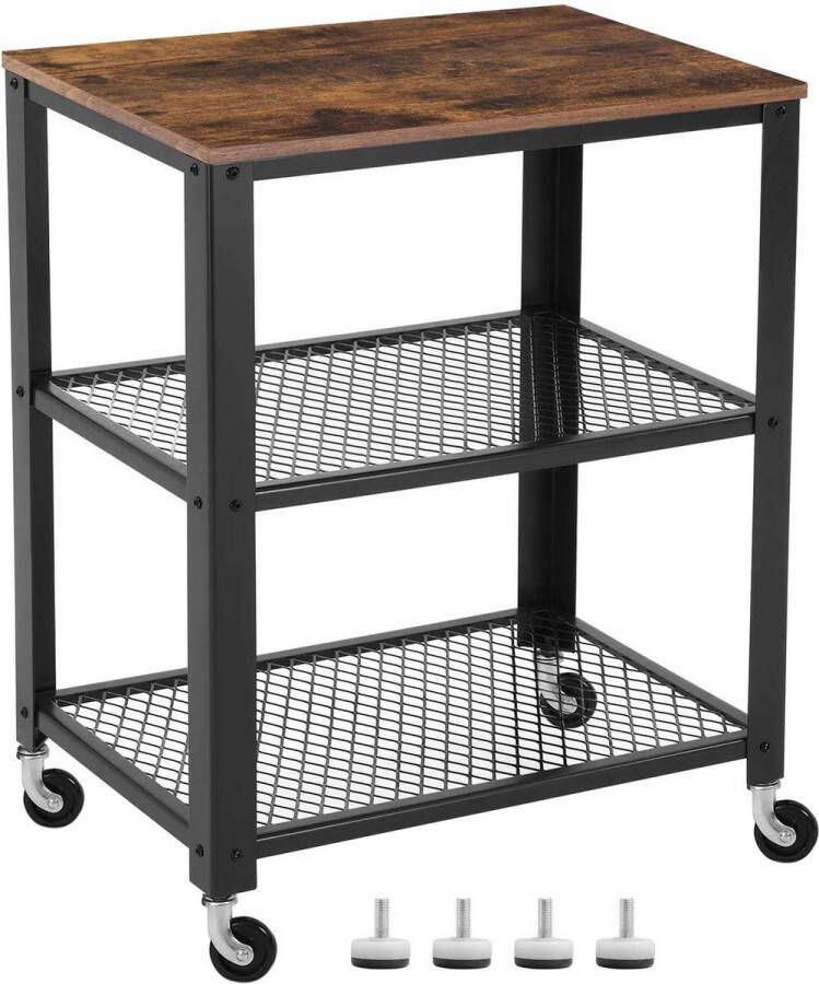 Plant&More Mobiele bijzettafel Planken Roosters Vintage