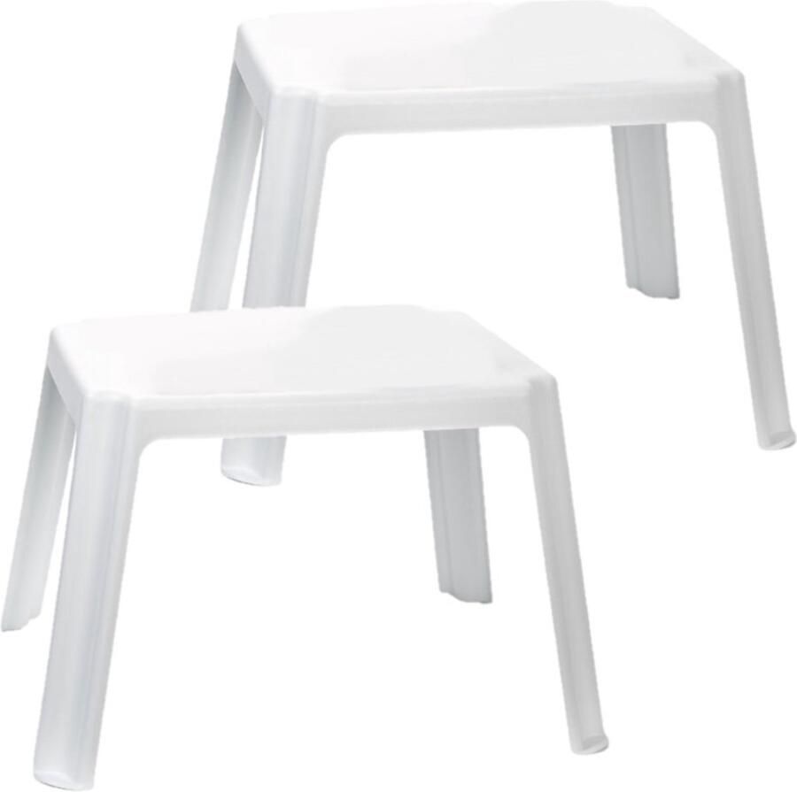 PLASTICFORTE 2x stuks kunststof kindertafels wit 55 x 66 x 43 cm Kindertafel buiten Bijzettafel