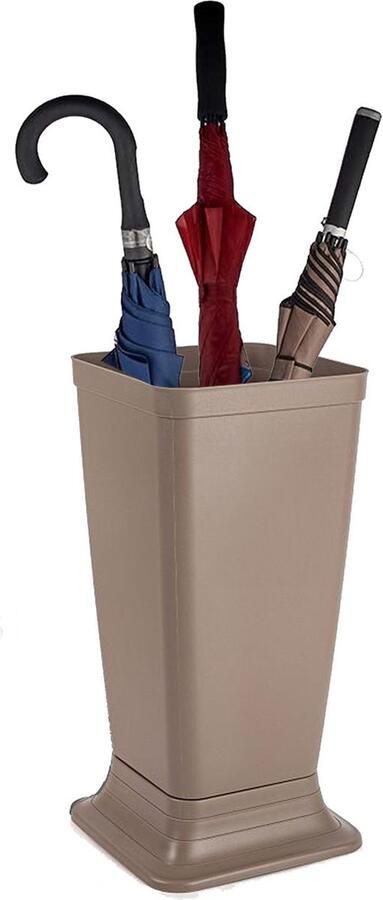 PLASTICFORTE Paraplubak parapluhouder Plain beige glad kunststof D26 x H52 cm op verhoogde voet uitlekbak