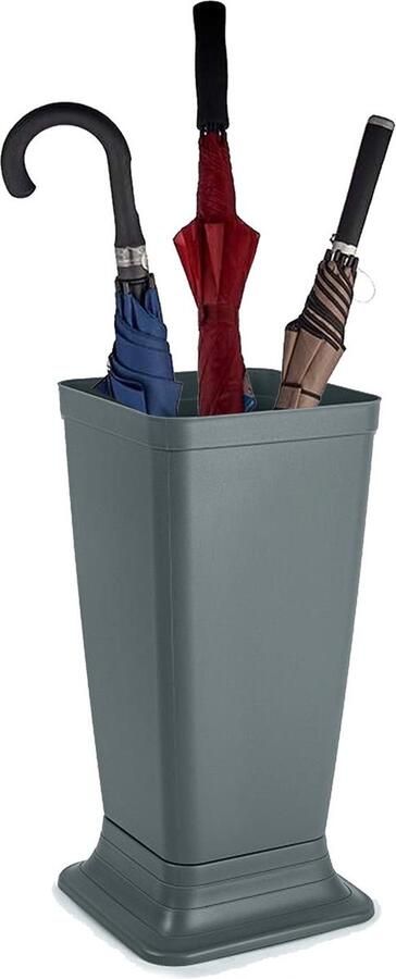 PLASTICFORTE Paraplubak parapluhouder Plain grijs glad kunststof D26 x H52 cm op verhoogde voet uitlekbak