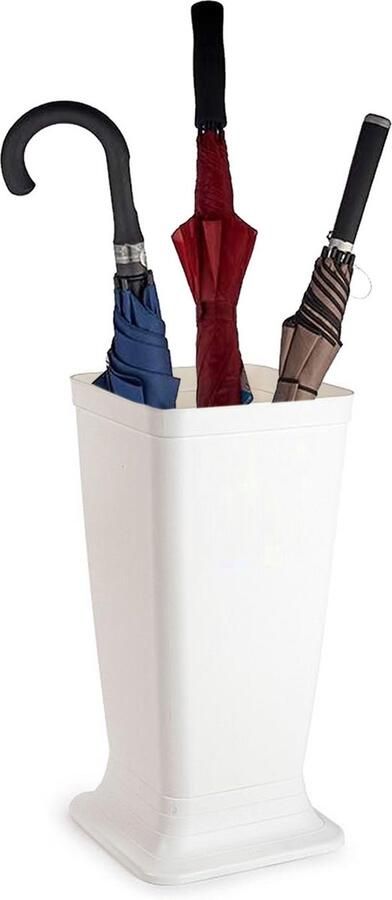 PLASTICFORTE Paraplubak parapluhouder Plain ivoor wit glad kunststof D26 x H52 cm op verhoogde voet uitlekbak