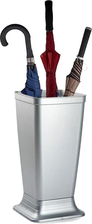PLASTICFORTE Paraplubak parapluhouder Plain zilvergrijs glad kunststof D26 x H52 cm op verhoogde voet uitlekbak