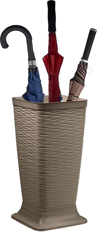 PLASTICFORTE Paraplubak parapluhouder Waves beige glad kunststof D26 x H52 cm op verhoogde voet uitlekbak