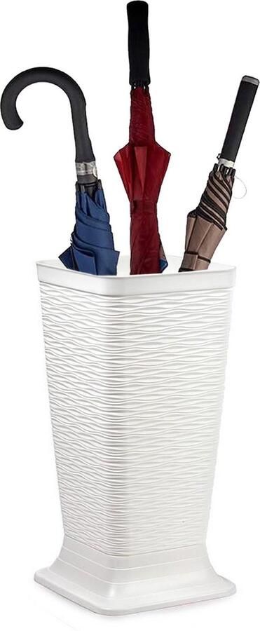 PLASTICFORTE Paraplubak parapluhouder Waves ivoor wit glad kunststof D26 x H52 cm op verhoogde voet uitlekbak