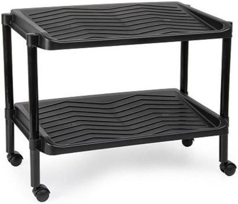 PLASTICFORTE Plastic Forte Schoenenrek kunststof 2-laags zwart 50 x 30 x 40 cm schoenenbank op wielen