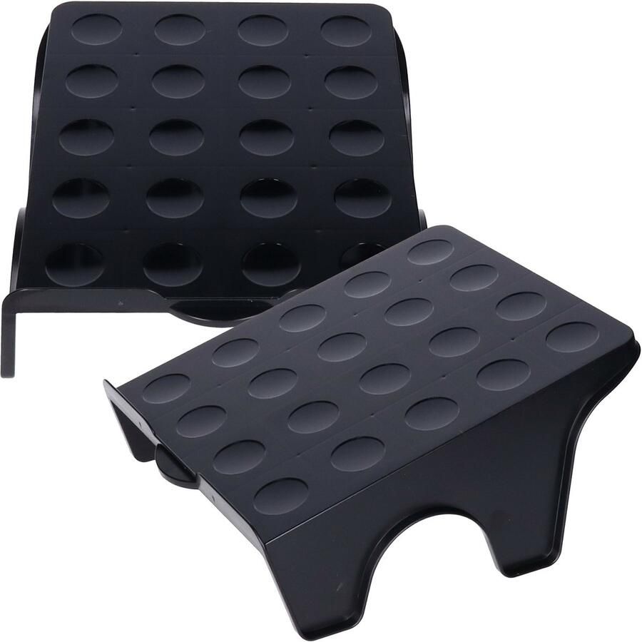 PLASTICFORTE Schoenenopbergers 2x zwart kunststof 2 paar ruimtebesparend schoenenrek