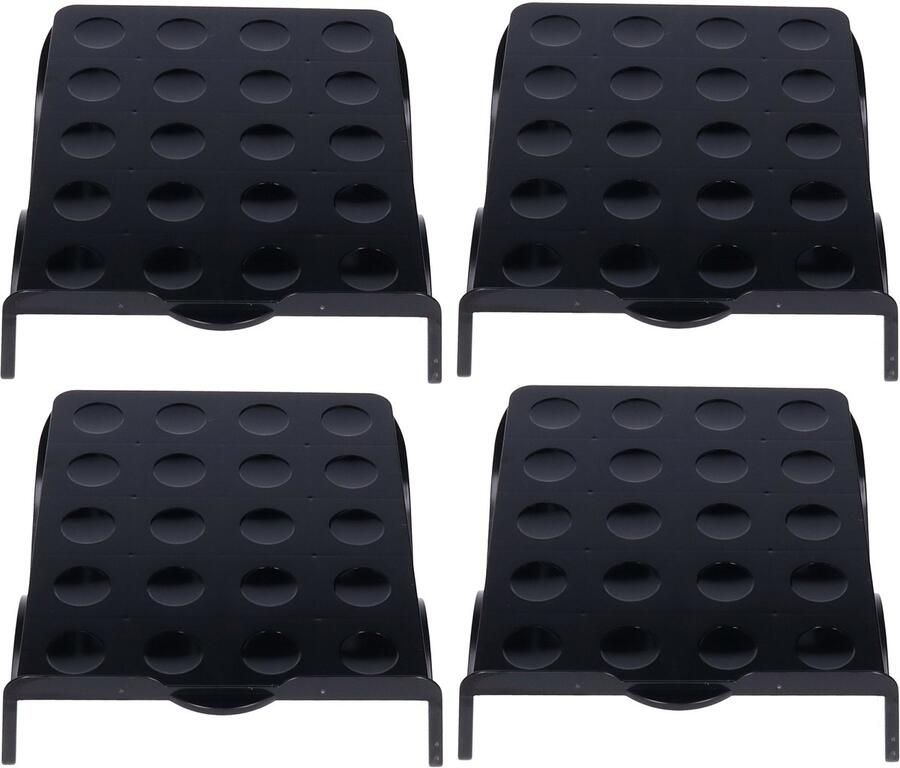 PLASTICFORTE Schoenenopbergers 4x zwart kunststof 2 paar ruimtebesparend schoenenrek