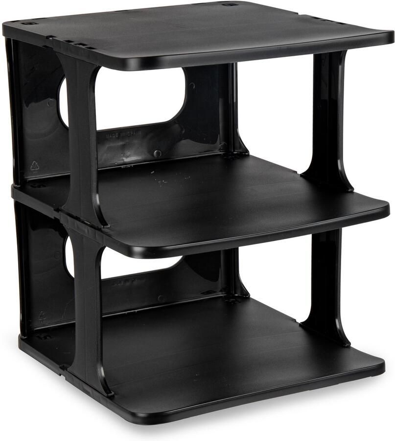 PLASTICFORTE Schoenenrek verticaal stapelbaar zwart kunststof 26 x 25 x 30 cm voor 3x paar schoenen ruimtebesparend opbergruimte