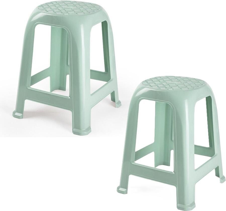 PLASTICFORTE Zit krukjes 2x mintgroen kunststof 37 x 37 x 46 cm extra zitplaatsen