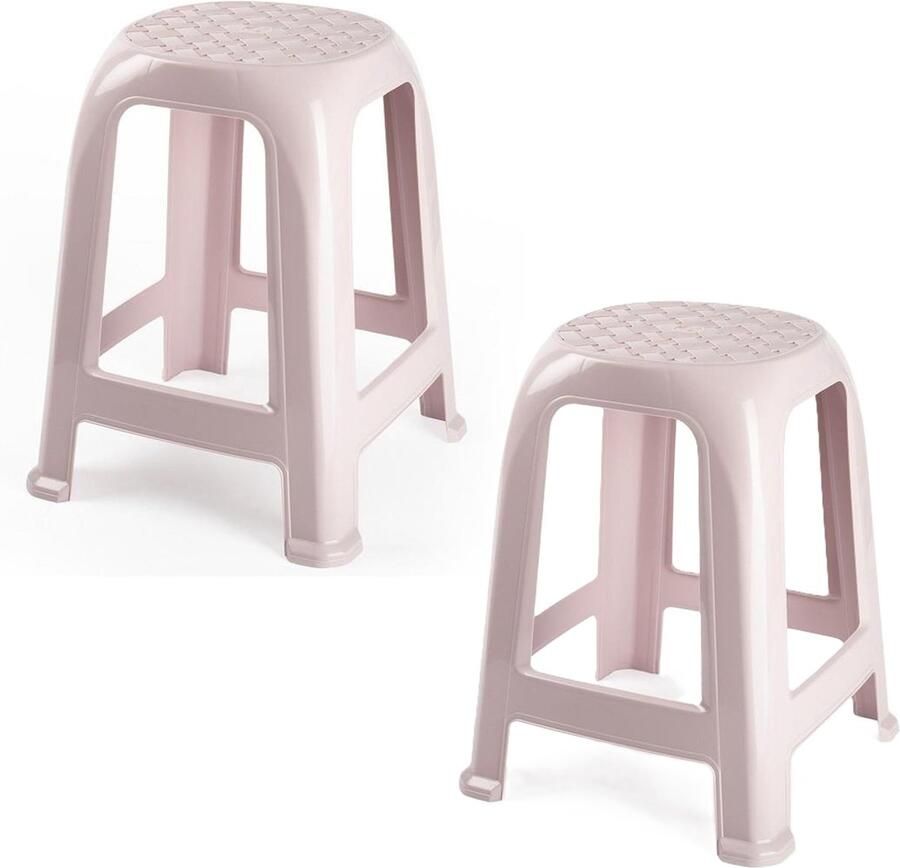 PLASTICFORTE Zit krukjes 2x roze kunststof 37 x 37 x 46 cm extra zitplaatsen
