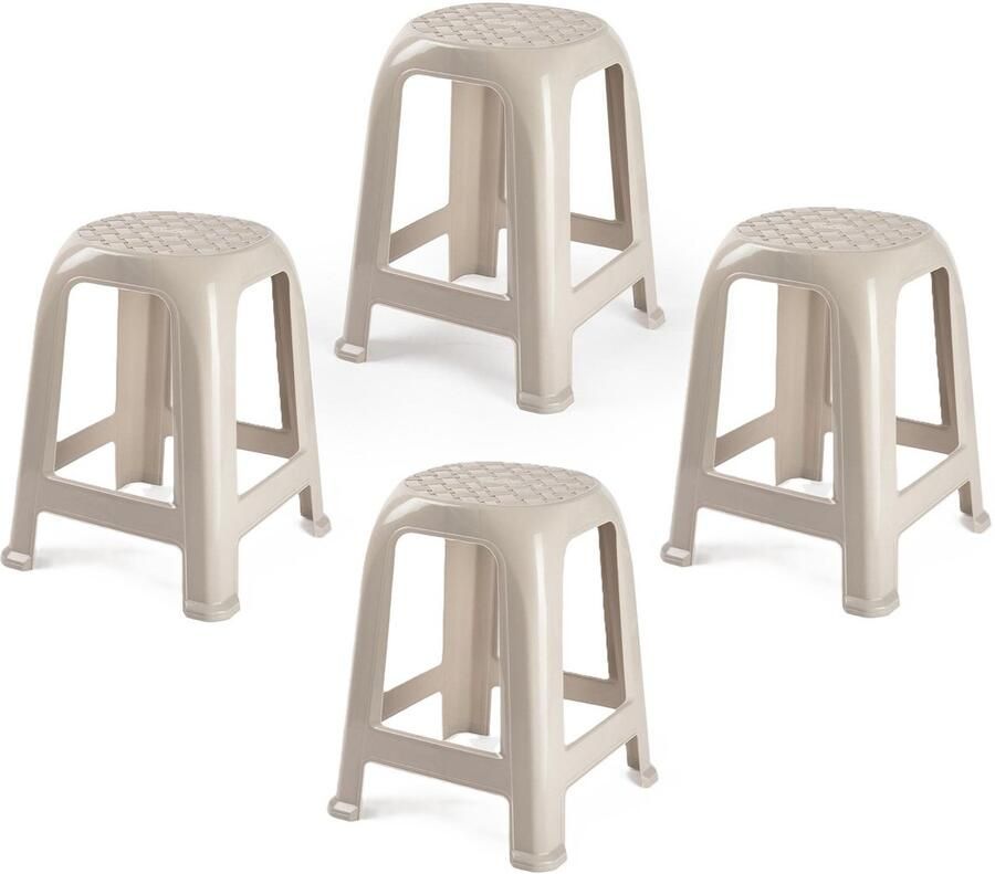 PLASTICFORTE Zit krukjes 4x beige kunststof 37 x 37 x 46 cm extra zitplaatsen