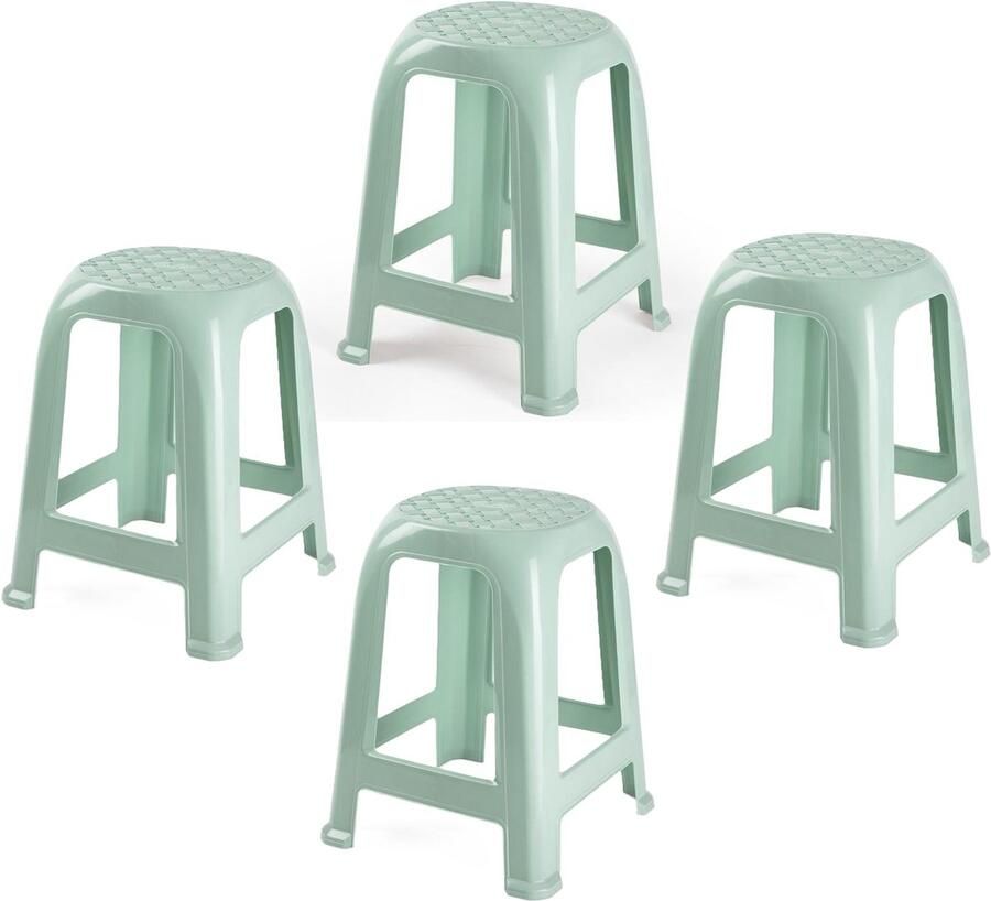 PLASTICFORTE Zit krukjes 4x mintgroen kunststof 37 x 37 x 46 cm extra zitplaatsen