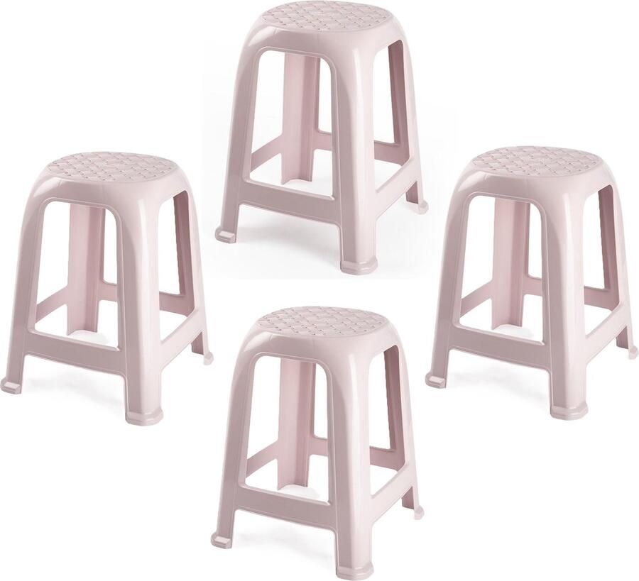 PLASTICFORTE Zit krukjes 4x roze kunststof 37 x 37 x 46 cm extra zitplaatsen