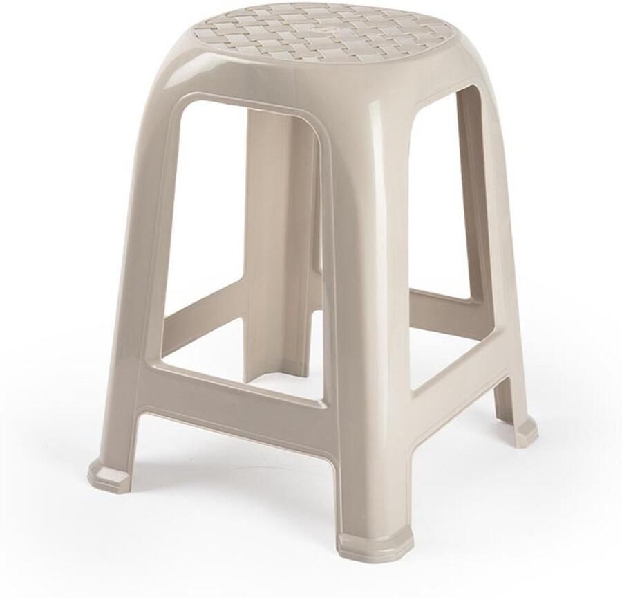 PLASTICFORTE Zit krukjes beige kunststof 37 x 37 x 46 cm extra zitplaatsen binnen buiten