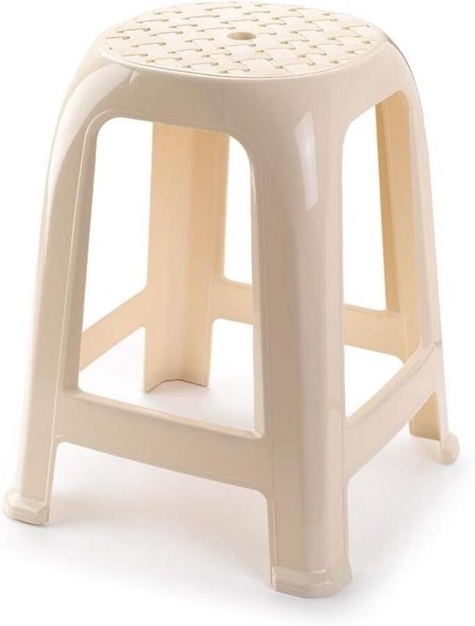 PLASTICFORTE Zit krukjes creme wit kunststof 37 x 37 x 46 cm extra zitplaatsen