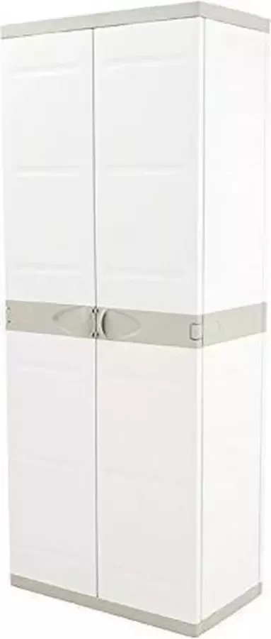 Plastiken TITANIUM Hoge kast met 2 deuren en planken 70 x 44 x 176 cm Beige en Taupe TITANIUM assortiment binnen en buiten - Foto 3