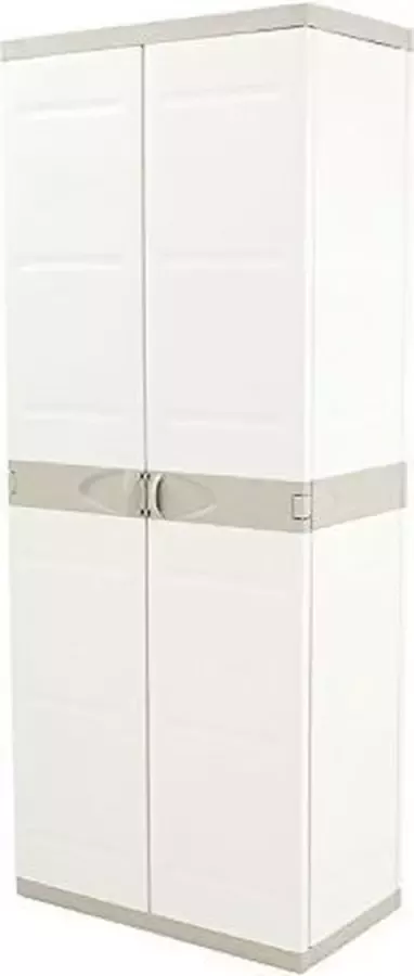 Plastiken TITANIUM Kledingkast met 2 deuren en planken L70 x B44 x H176 cm Beige en Taupe bereik TITANIUM Binnen buiten