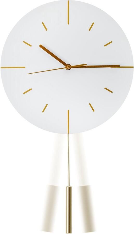 PLATINET Ronde Wandklok 30cm Wit met Slinger Stille Quartz Klok LARK Minimalistisch Design voor Woonkamer Kantoor