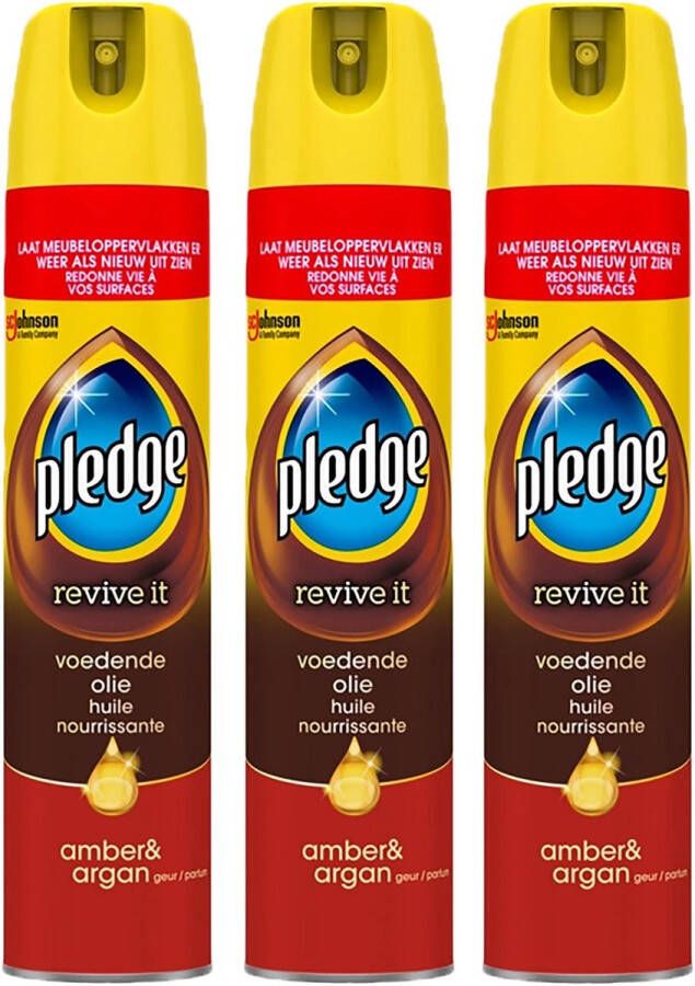 Pledge 3x revive it meubelolie spuitbus Amber & Argan Voedende olie 3 x 250ml