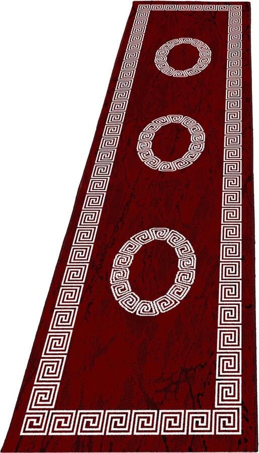 Plus Laagpolig vloerkleed met meanderpatroon rood geschikt voor de woonkamer met jute achterkant afmeting: 80 x 150 cm - Foto 4