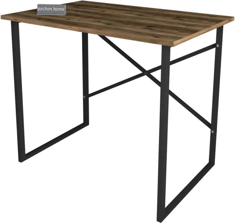 Pochon Bureau Lelie Bruin 60x114x97 Industrieel Tafel Werktafel Laagpolige Vloerkleed Kortpolige Vloerkleed