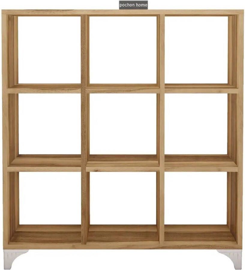 Pochon Home Boekenkast Kubus Walnoot 88x88x20 Boekenrek Opbergkast Kast