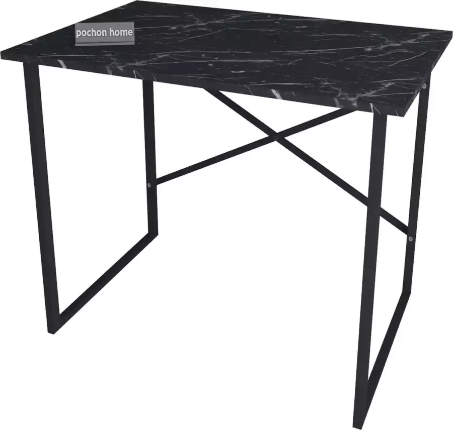 Pochon Bureau Lelie Zwart Marmer 60x114x97 Industrieel Tafel Werktafel Laagpolige Vloerkleed Kortpolige Vloerkleed