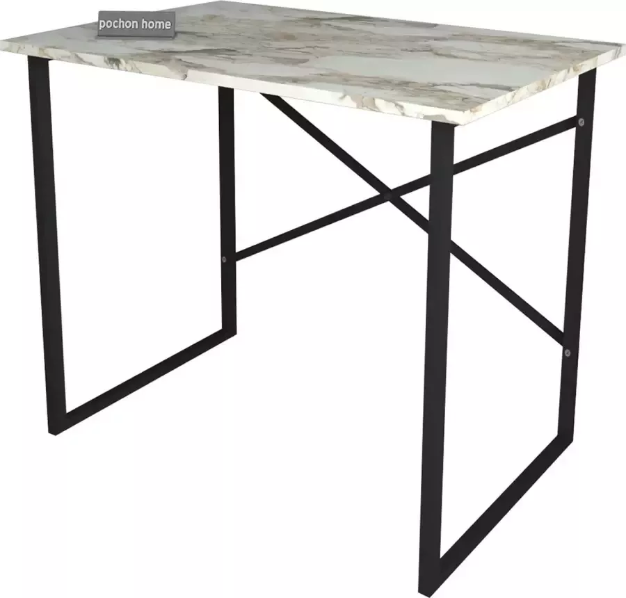 Pochon Home Bureau Industrieel Wit Marmer Industrieel 60x90x75 Tafel Werktafel