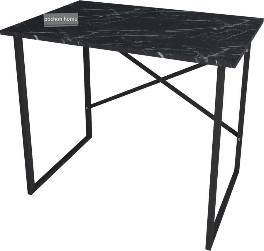 Pochon Home Bureau Industrieel Zwart Marmer Industrieel 60x90x75 Tafel Werktafel