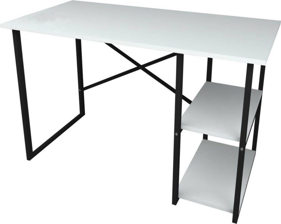 Pochon Home Bureau met 2 Vakken Wit Industrieel 60x120x75