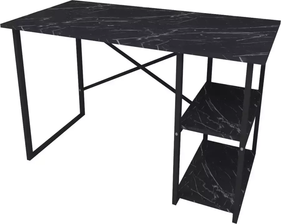 Pochon Home Bureau met 2 Vakken Zwart Marmer Industrieel 60x120x75
