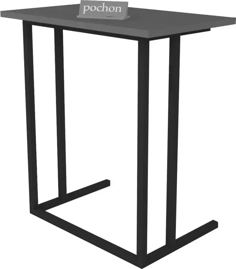 Pochon Home Industriële Laptoptafel Antraciet Aluminium Frame Bijzettafel 66x60x36