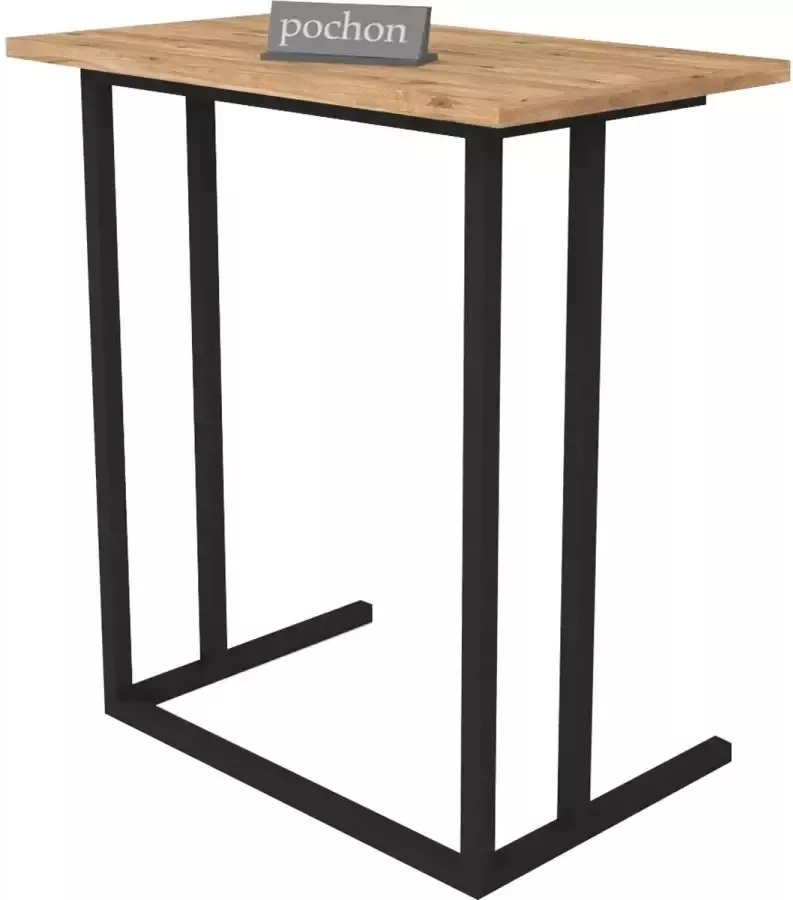 Pochon Home Industriële Laptoptafel Pijnboom Aluminium Frame Bijzettafel 66x60x36