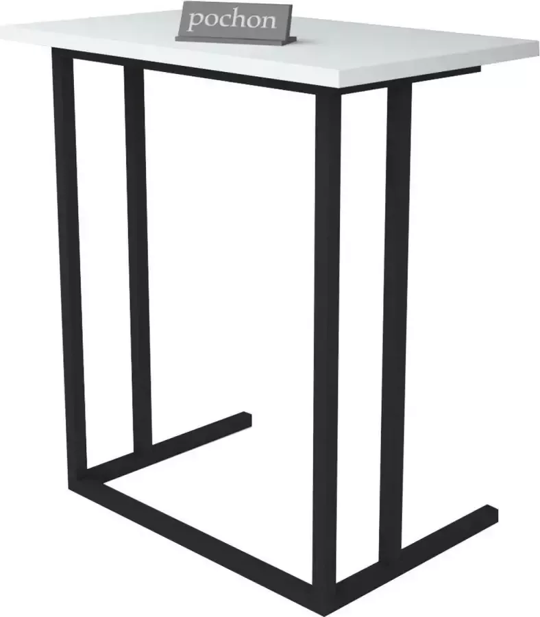 Pochon Home Industriële Laptoptafel Wit Aluminium Frame Bijzettafel 66x60x36