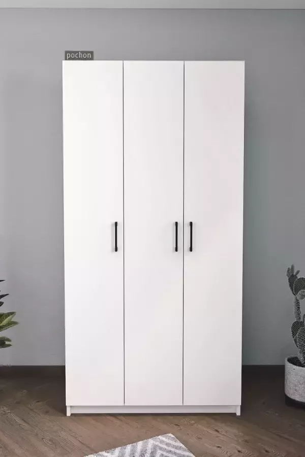 Pochon Home Kledingkast met 3 Deuren Wit 90x180x47